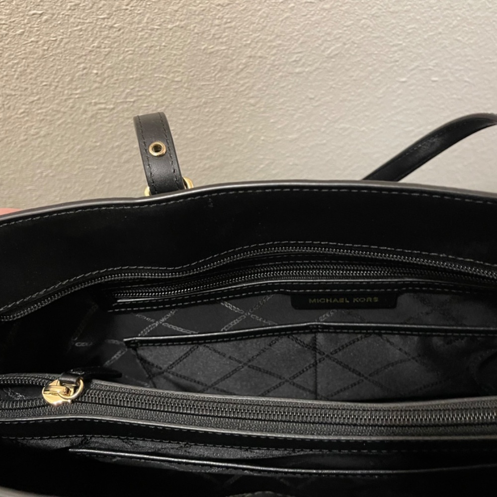 Michael Kors Black Brown Leopard Print Leather Shoulder Bag - Picture 4 of 4